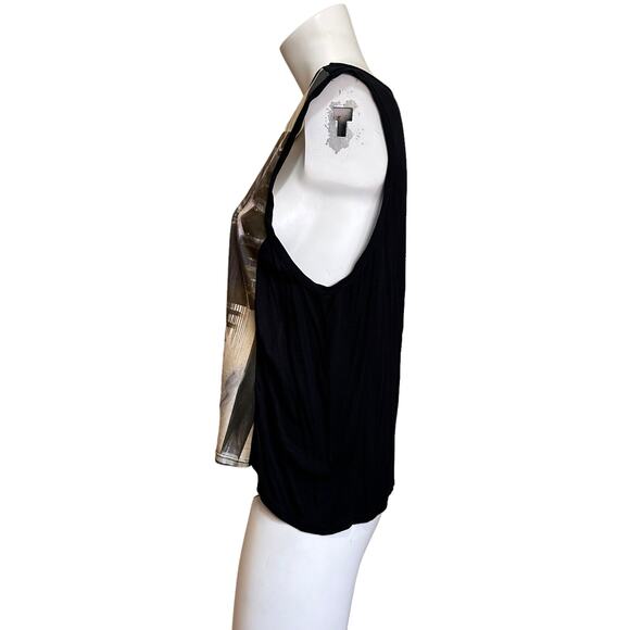 Raphael Hauber Abstract Face Front Black Back Sleeveless Top sz M - Picture 4 of 7